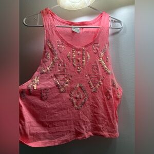 PINK Victoria's Secret Coral Sequin Tank Top